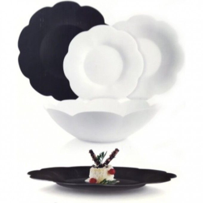 Набор столовый LUMINARC FLORE черно-белый 20 предметов Q8111