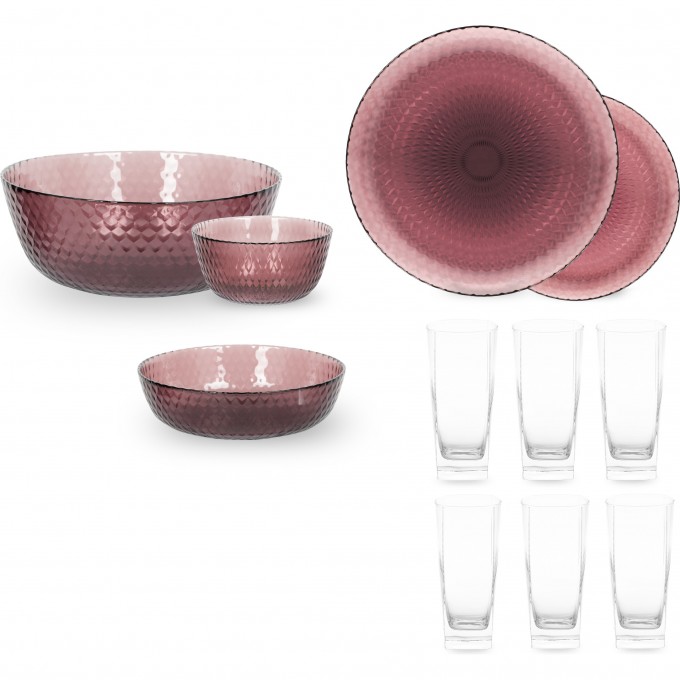 Столовый набор LUMINARC ИДИЛЛИЯ ЛИЛАК 31 предмет + стаканы СТЕРЛИНГ 330 мл O0099