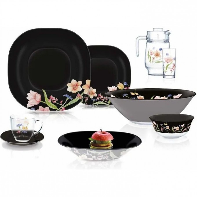 Столовый сервиз LUMINARC CARINA MINUET BLACK (КАРИНА МИНУЭТ БЛЭК) 44 предмета V2710