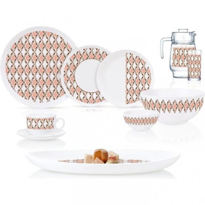 Столовый сервиз LUMINARC DIWALI ASTRATTA PINK (АСТРАТТА ПИНК) 46 предметов Q7816