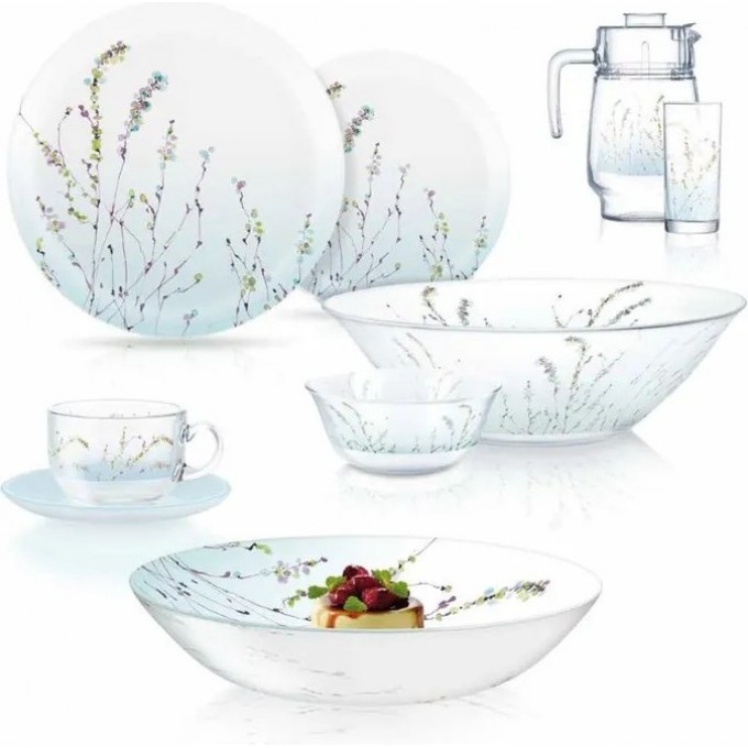 Столовый сервиз LUMINARC SIMPLY TROMPETTE TURQUOISE (СИМПЛИ ТРОМПЕТТ ТЮРКУАЗ) 44 предмета V2715